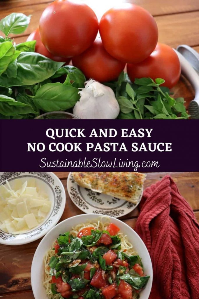 pinnable image for no cook pasta sauce