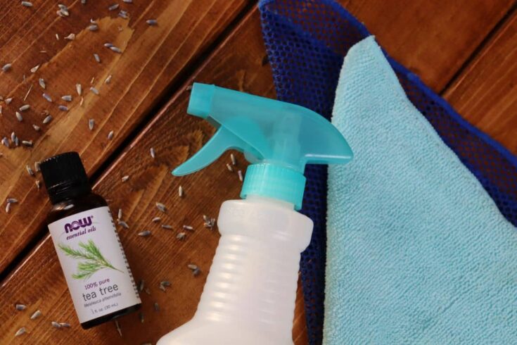handmade cleaning spray with rags