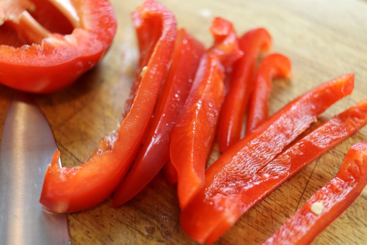 sliced bell peppers for a recipe