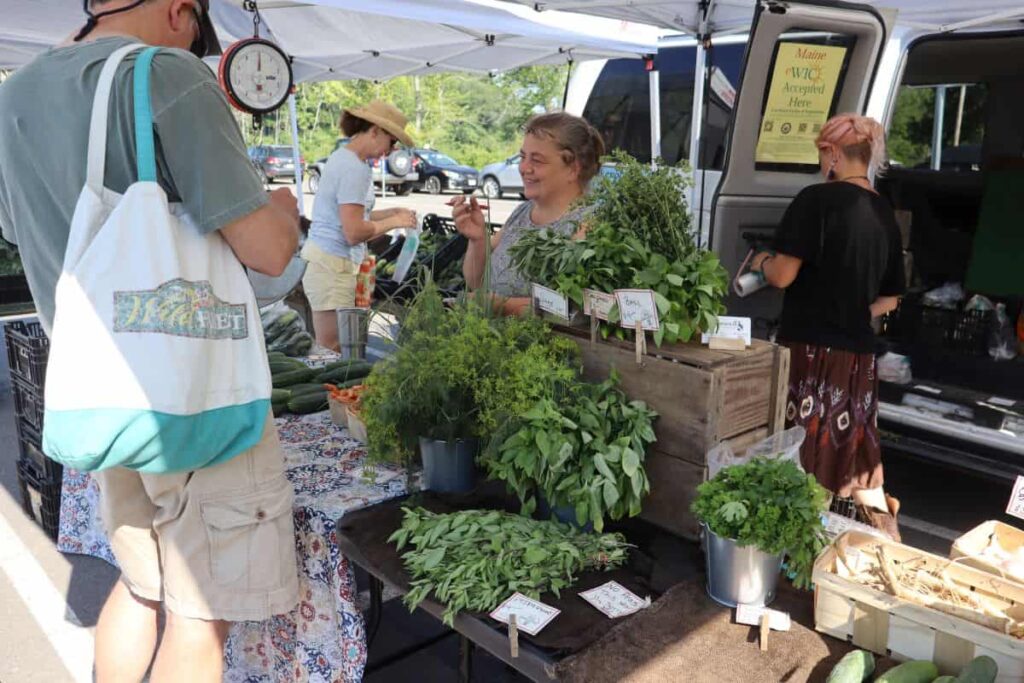 slow living food fresh herbs at a farmers market
