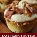 pinnable image for peanut butter bacon pupcakes.