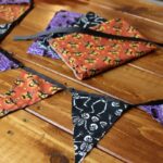 a finished halloween bunting on a table