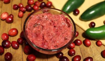 handmade spicy cranberry mustard in a dish