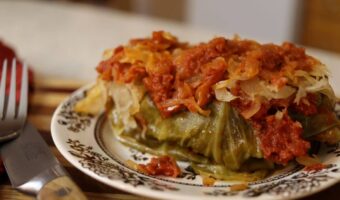 homemade cabbage roll on a plate