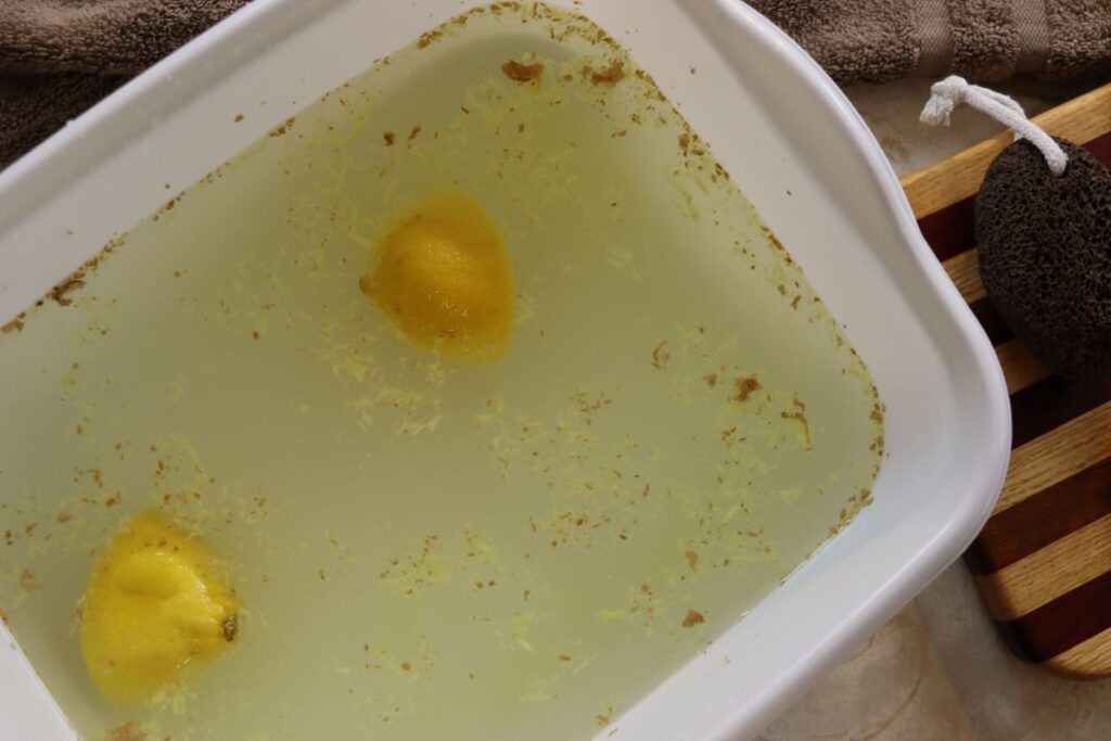ginger and lemon in a spa basin