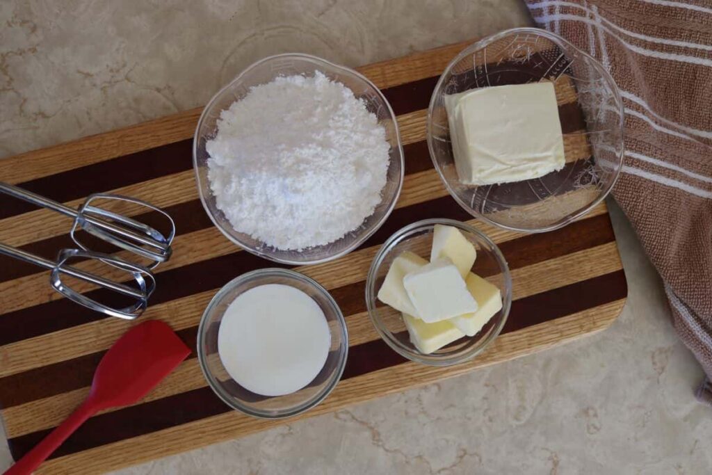 ingredients for icing on a counter