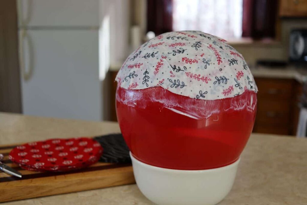 fabric glued to a balloon for a craft project