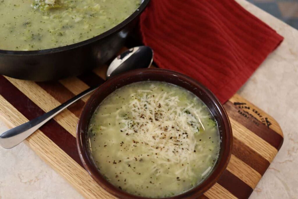 bowl of freshly made italian broccoli soup
