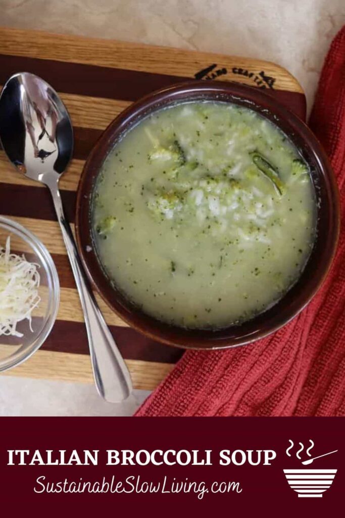 pinnable image for italian broccoli soup