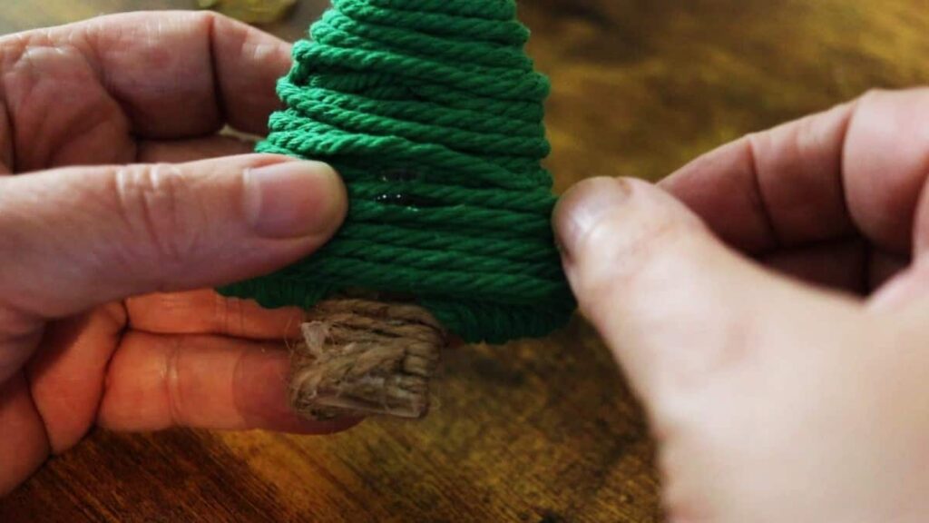 gluing cord to a homemade ornament