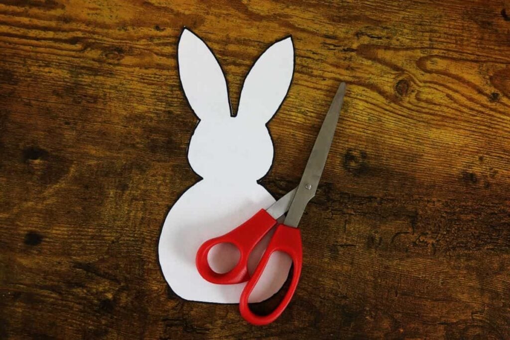 cut out stuffed bunny sewing pattern with scissors