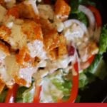 pinnable image for buffalo chicken salad recipe.