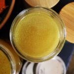 overview of broth in a quart jar.