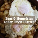Open-faced ham breakfast sandwich with basted eggs and “Open-Faced Ham Breakfast Sandwich” text overlay.