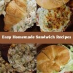 Sandwich recipe roundup graphic with four sandwich photos and title text.