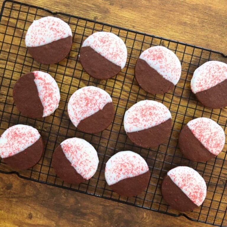 Chocolate Sugar Cookies Dipped in White Chocolate